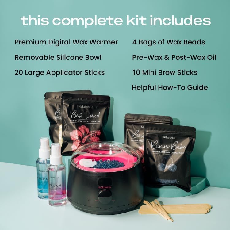 KoluaWax Premium Waxing Kit for Women - Beginner Friendly - Complete Wax Kit that includes 14oz of Wax Beads, Applicator, Pre and Post Care, Suitable for Sensitive Skin (Black) - Image 3